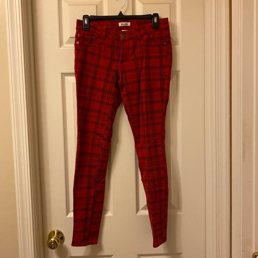Mudd red plaid jeggings